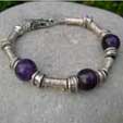 beaded bracelet with amethyst and silver
