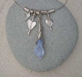 Chalcedony and silver necklace