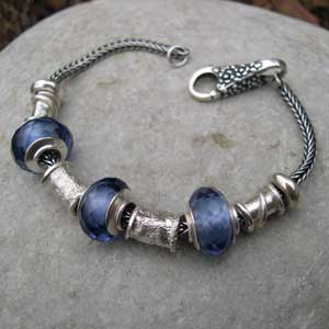 beaded bracelet glass and silver
