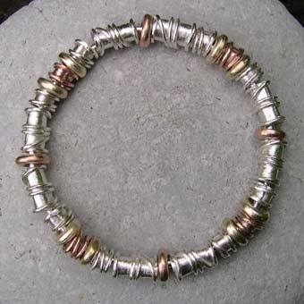 gold and silver chunky bead bangle