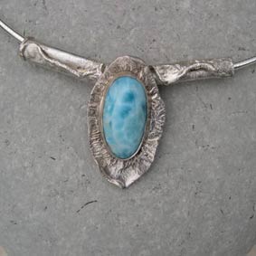 Hemimorphite and silver necklace