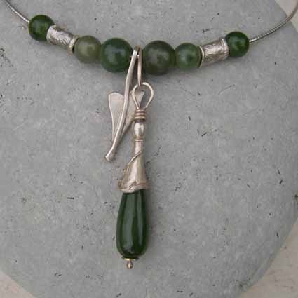 Jade and silver necklace