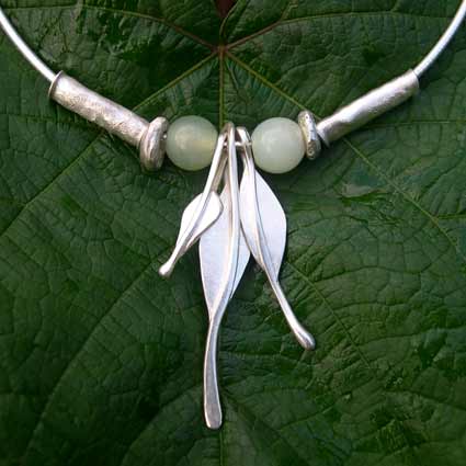 Silver and serpentine necklace