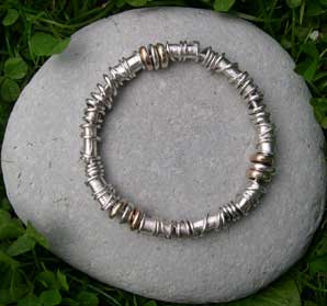 designer gold silver bead bangle