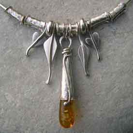 Amber and silver necklace
