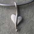 silver heart leaf charm bangle