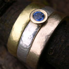 handmade sapphire engagement ring  and wedding rings