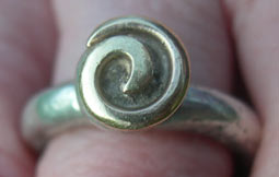 designer silver and gold spiral ring