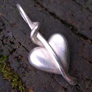handmade chunky silver heart pendant