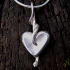 handmade silver heart pendant reverse view