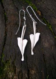 handmade silver leaf earrings