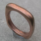 Unusual square red gold wedding ring