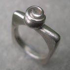designer square silver ring with spiral