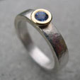 silver engagement ring with sapphire