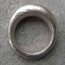 handmade hammered pebble ring