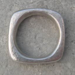 square silver ring hammered