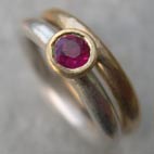 Ruby Engagement Ring with yellow gold wedding ring