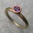 Amethyst engagement ring handmade in red and yellow gold