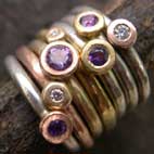 Amethyst and Diamond ring stack