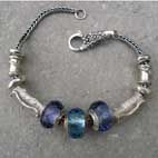 bead bracelet with silver and glass beads