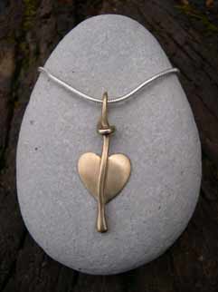 handmade  gold heart  pendant