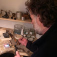 Michael Jefferies making a silver  ring in the workshop