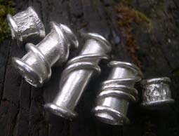 5 handmade silver beads