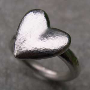 Large heart on a silver ring