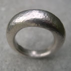 silver moon ring hammered
