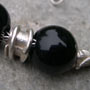 black agate and silver beads