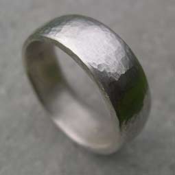 wide silver band hammered