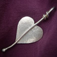 large silver heart leaf pendant