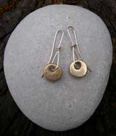 designer gold pebble earrings with silver earwires