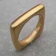 Square gold ring handmade in 18 ct gold