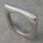 contemporary hammered silver square ring
